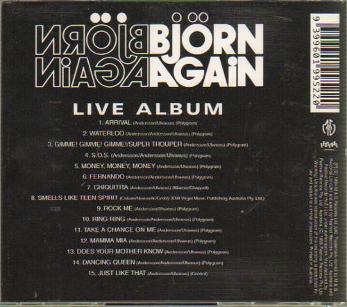 Bjorn Again Live Album CD album (CDLP) Australian BJACDLI54010