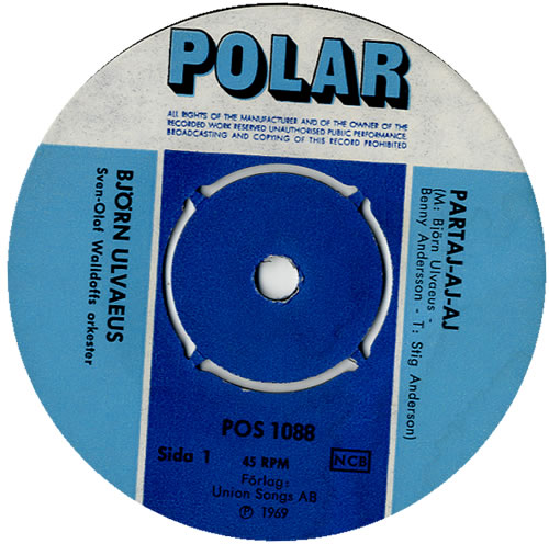 Bjorn Ulvaeus Partaj-Aj-Aj 7" vinyl single (7 inch record / 45) Swedish BJO07PA574125