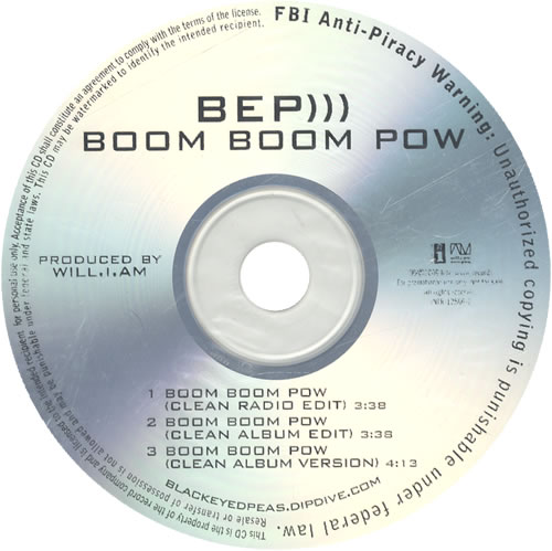 Black Eyed Peas Boom Boom Pow CD-R acetate US BPECRBO473183