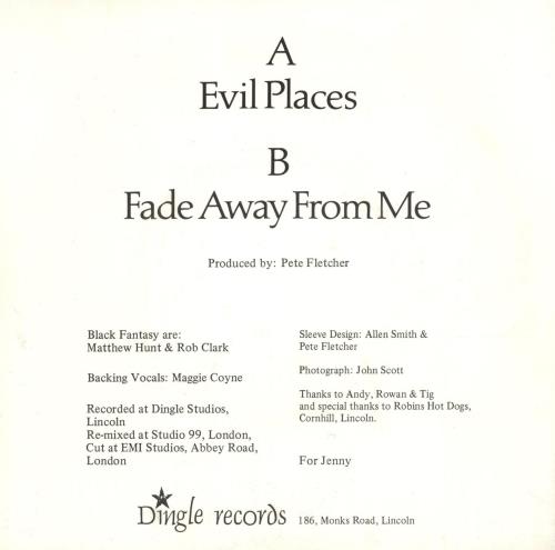 Black Fantasy Evil Places 7" vinyl single (7 inch record / 45) UK QMH07EV702279