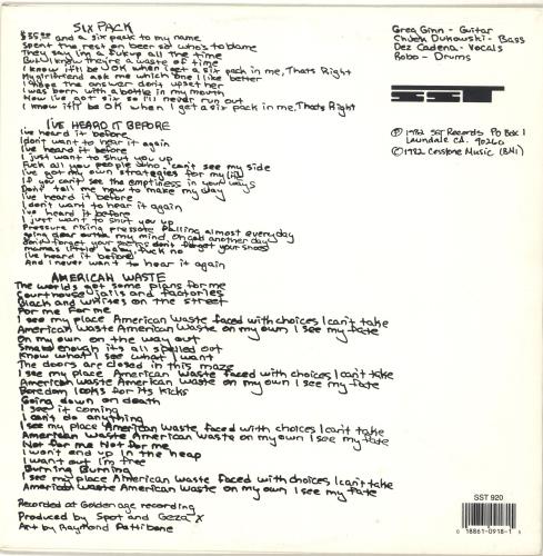 Black Flag Six Pack - White Vinyl 10" vinyl single (10 inch record) US BD710SI689932