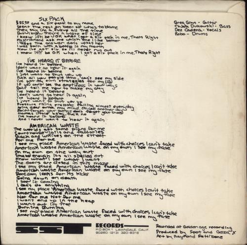 Black Flag Six Pack 7" vinyl single (7 inch record / 45) US BD707SI866385