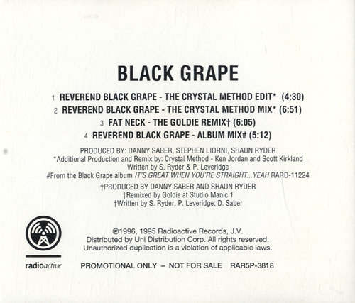 Black Grape Reverend Black Grape CD single (CD5 / 5") US BGRC5RE558083
