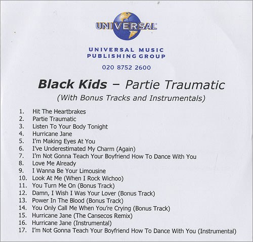 Black Kids Partie Traumatic CD-R acetate UK KI8CRPA492895