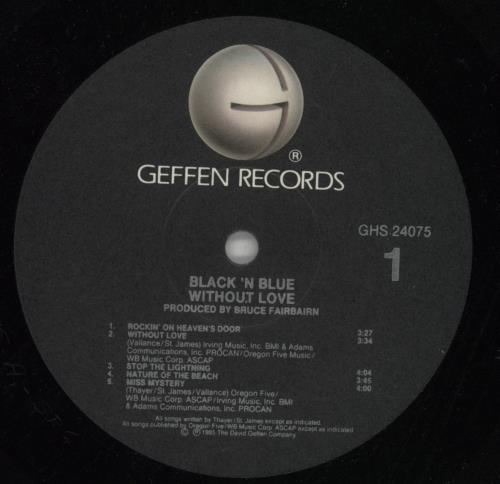 Black 'N Blue Without Love vinyl LP album (LP record) US H8CLPWI870714