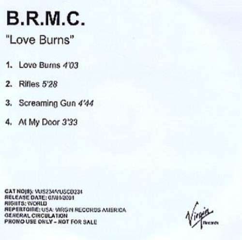 Black Rebel Motorcycle Club Love Burns CD-R acetate UK RBCCRLO203684