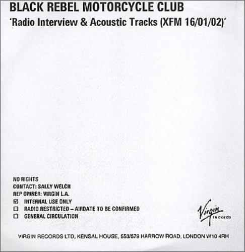 Black Rebel Motorcycle Club Radio Interview & Acoustic Tracks CD-R acetate UK RBCCRRA221403
