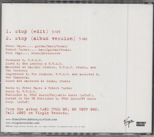 Black Rebel Motorcycle Club Stop CD single (CD5 / 5") US RBCC5ST295627