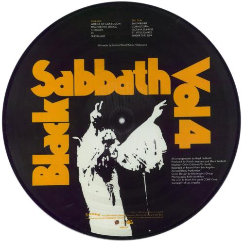 Black Sabbath Black Sabbath Vol 4 picture disc LP (vinyl picture disc album) UK BLKPDBL275500