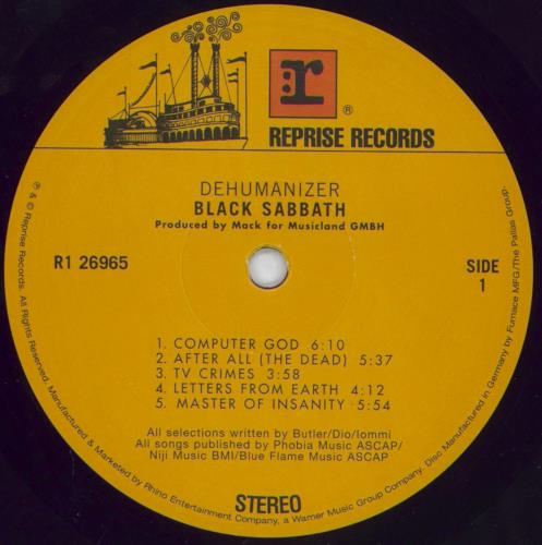 Black Sabbath Dehumanizer vinyl LP album (LP record) US BLKLPDE828112