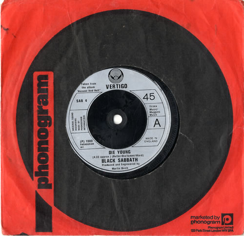 Black Sabbath Die Young 7" vinyl single (7 inch record / 45) UK BLK07DI606601