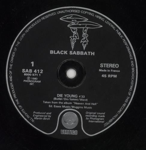 Black Sabbath Die Young 12" vinyl single (12 inch record / Maxi-single) UK BLK12DI70613