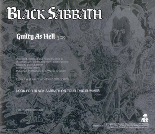 Black Sabbath Guilty As Hell CD single (CD5 / 5") US BLKC5GU49504