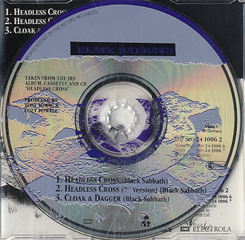 Black Sabbath Headless Cross CD single (CD5 / 5") German BLKC5HE126005