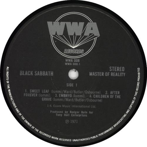 Black Sabbath Master Of Reality - EX vinyl LP album (LP record) UK BLKLPMA661939