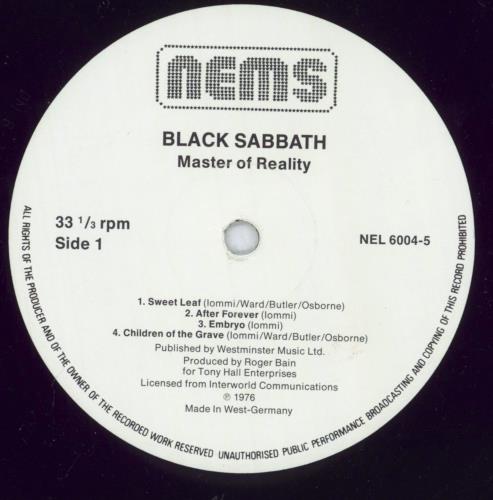 Black Sabbath Master Of Reality - EX vinyl LP album (LP record) German BLKLPMA827046