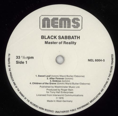 Black Sabbath Master Of Reality - VG vinyl LP album (LP record) German BLKLPMA872150