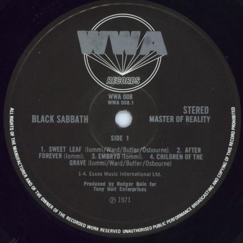 Black Sabbath Master Of Reality vinyl LP album (LP record) UK BLKLPMA568964