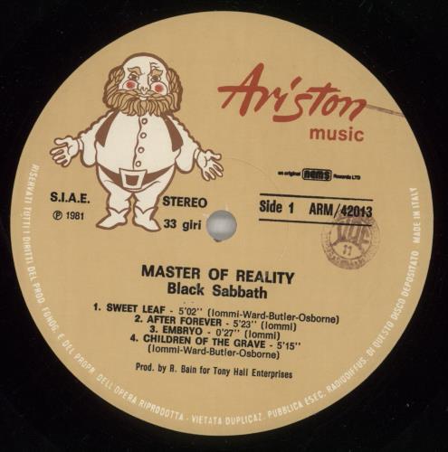 Black Sabbath Master Of Reality vinyl LP album (LP record) Italian BLKLPMA869675