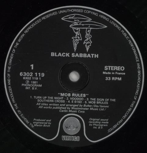 Black Sabbath Mob Rules - 1st - Misprinted Label - VG vinyl LP album (LP record) French BLKLPMO863101