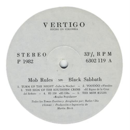 Black Sabbath Mob Rules vinyl LP album (LP record) Colombian BLKLPMO280574