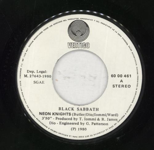 Black Sabbath Neon Knights + Sleeve 7" vinyl single (7 inch record / 45) Spanish BLK07NE849663