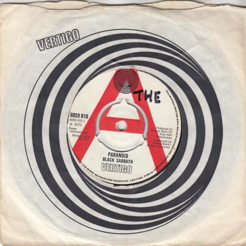 Black Sabbath Paranoid - 1st - A Label 7" vinyl single (7 inch record / 45) UK BLK07PA302950