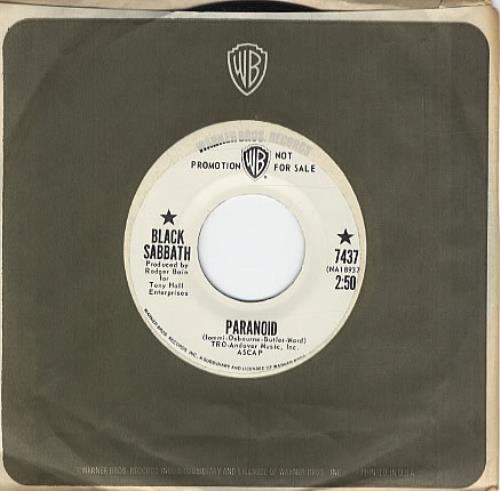 Black Sabbath Paranoid 7" vinyl single (7 inch record / 45) US BLK07PA333691