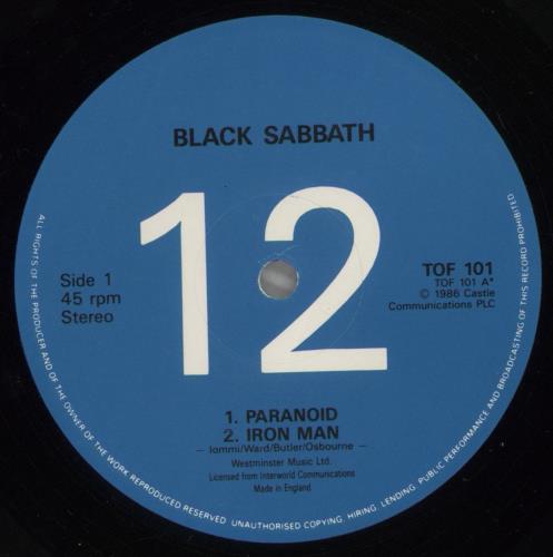 Black Sabbath Paranoid 12" vinyl single (12 inch record / Maxi-single) UK BLK12PA49469