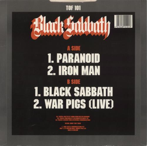Black Sabbath Paranoid 12" vinyl single (12 inch record / Maxi-single) UK BLK12PA49469