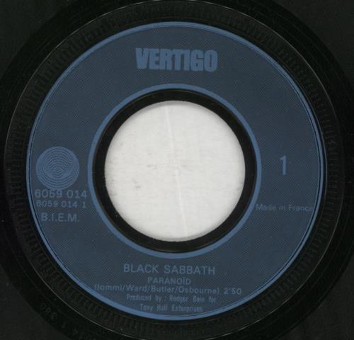 Black Sabbath Paranoid 7" vinyl single (7 inch record / 45) French BLK07PA49916