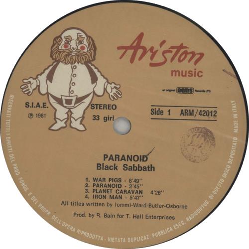 Black Sabbath Paranoid vinyl LP album (LP record) Italian BLKLPPA650344
