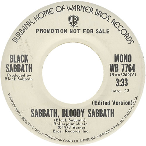 Black Sabbath Sabbath Bloody Sabbath 7" vinyl single (7 inch record / 45) US BLK07SA450978