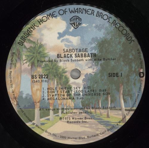 Black Sabbath Sabotage - VG vinyl LP album (LP record) US BLKLPSA504656