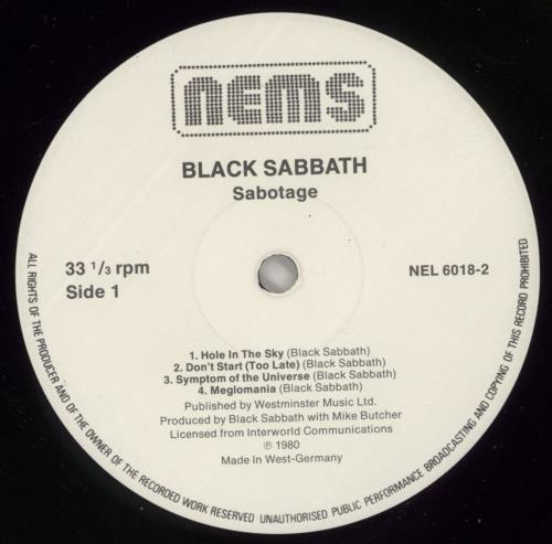 Black Sabbath Sabotage vinyl LP album (LP record) German BLKLPSA579132