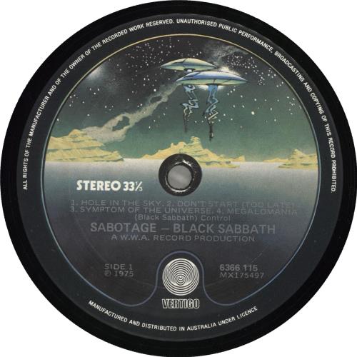 Black Sabbath Sabotage vinyl LP album (LP record) Australian BLKLPSA719410