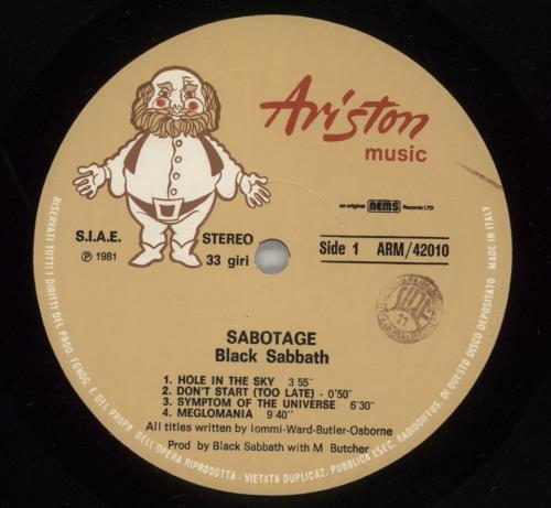 Black Sabbath Sabotage vinyl LP album (LP record) Italian BLKLPSA869665