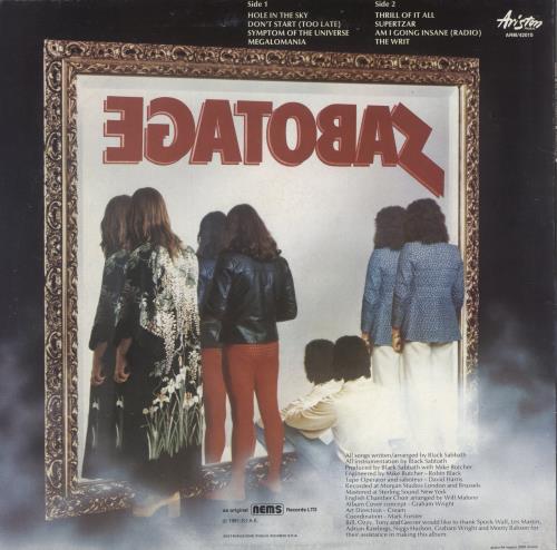 Black Sabbath Sabotage vinyl LP album (LP record) Italian BLKLPSA869665