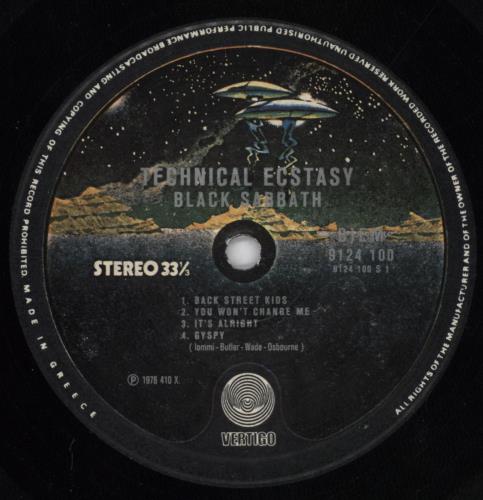 Black Sabbath Technical Ecstasy vinyl LP album (LP record) Greek BLKLPTE568308