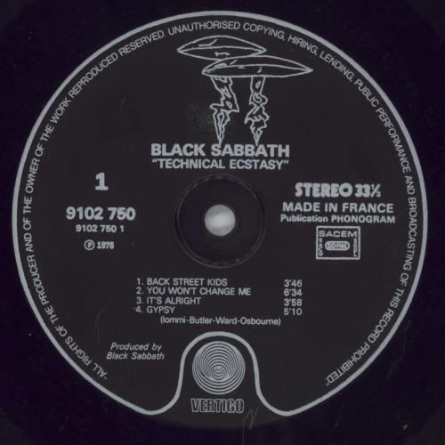 Black Sabbath Technical Ecstasy vinyl LP album (LP record) French BLKLPTE825733