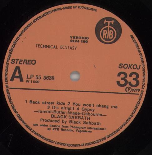 Black Sabbath Technical Ecstasy vinyl LP album (LP record) Yugoslavian BLKLPTE861665