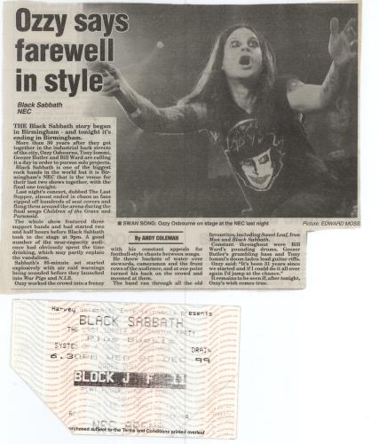 Black Sabbath The Last Supper + Stub tour programme UK BLKTRTH781174