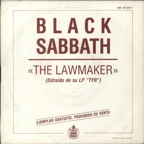 Black Sabbath The Lawmaker 7" vinyl single (7 inch record / 45) Spanish BLK07TH170160