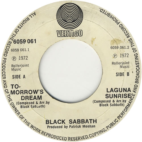Black Sabbath Tomorrow's Dream 7" vinyl single (7 inch record / 45) UK BLK07TO71447
