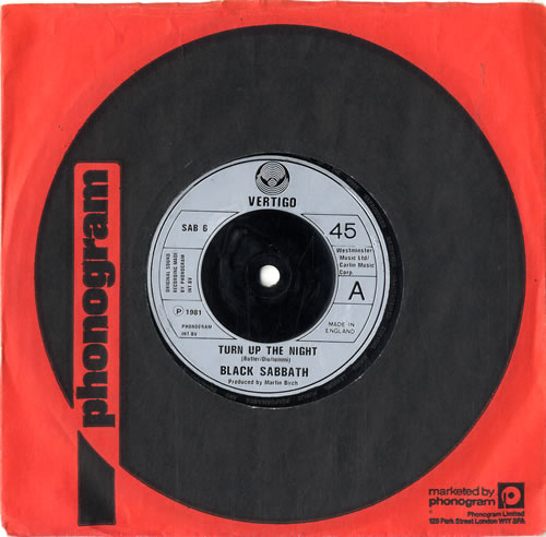 Black Sabbath Turn Up The Night 7" vinyl single (7 inch record / 45) UK BLK07TU606600