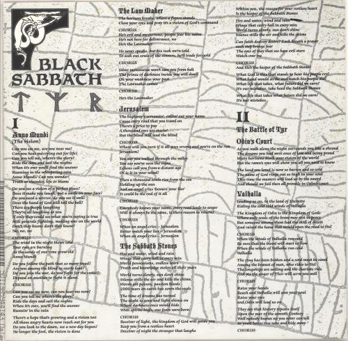 Black Sabbath Tyr vinyl LP album (LP record) Italian BLKLPTY726670