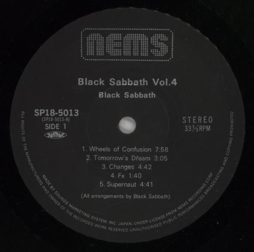 Black Sabbath Vol 4 vinyl LP album (LP record) Japanese BLKLPVO166950