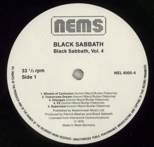 Black Sabbath Vol. 4 - VG vinyl LP album (LP record) German BLKLPVO877497