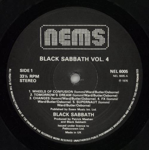 Black Sabbath Vol. 4 vinyl LP album (LP record) UK BLKLPVO730070