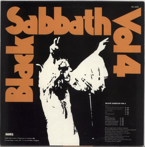 Black Sabbath Vol. 4 vinyl LP album (LP record) UK BLKLPVO730070